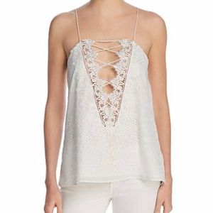 CAMI NYC Charlie Lace-Trimmed Eyelet-Detail Top